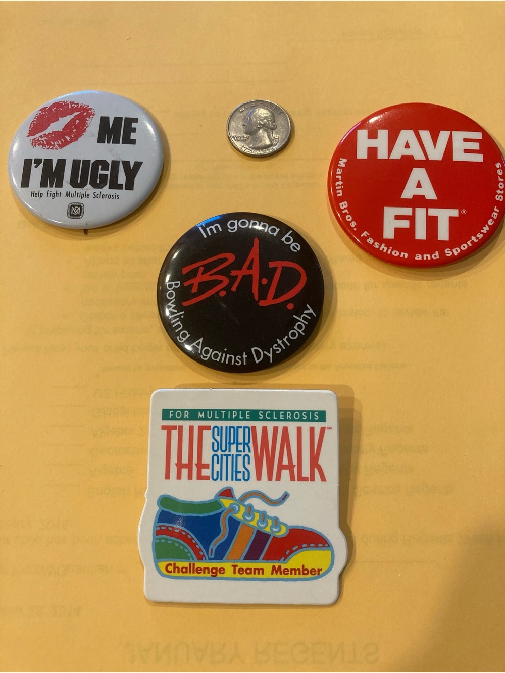 Vintage Charity Buttons Lot — Awareness Pins